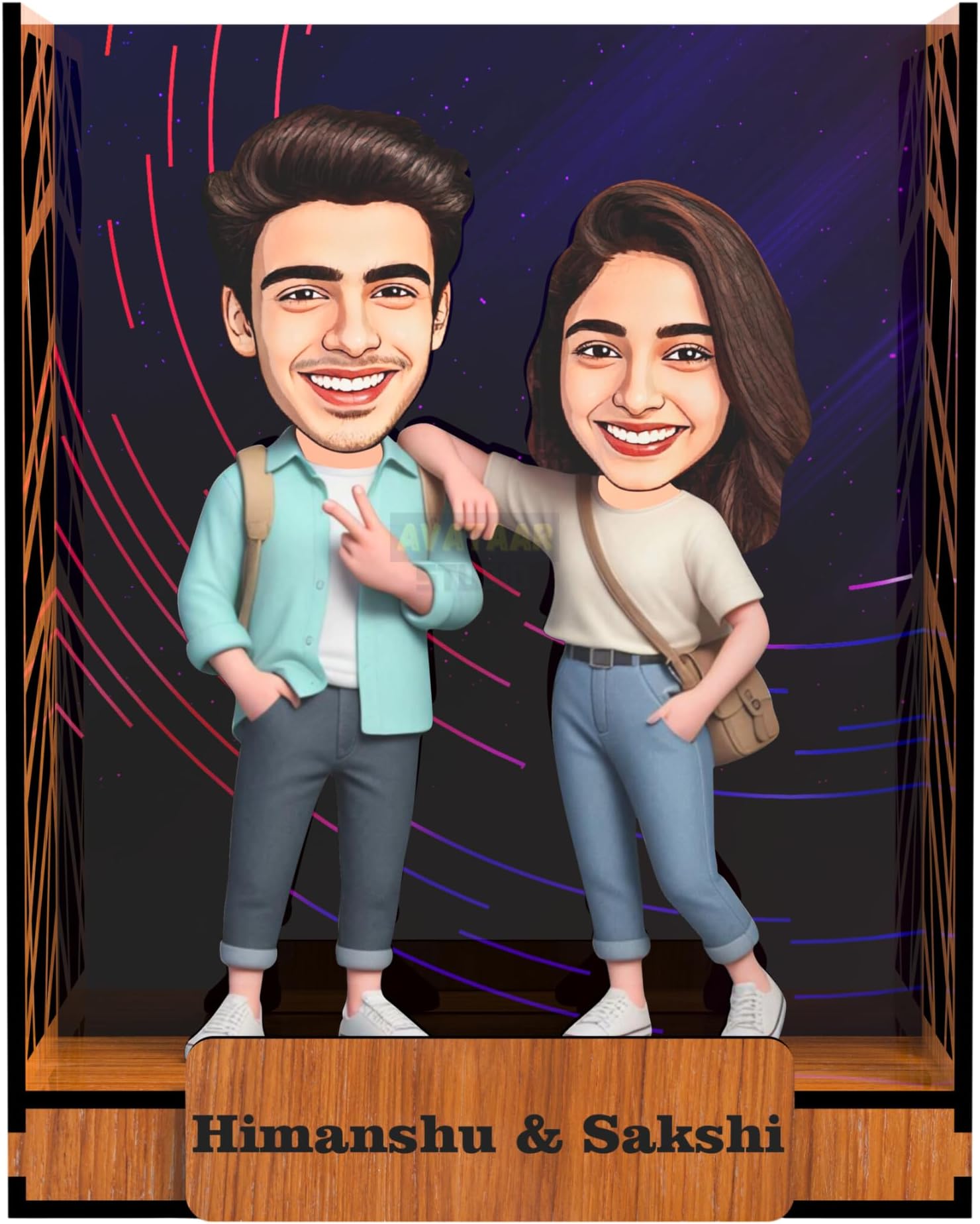 Personalized Couple Caricature Gift Custom Cartoon Photo Frame for Husband Wife Girlfriend Boyfriend Unique Romantic Gift for Couples