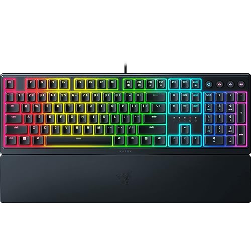 Razer Ornata V3 Gaming Keyboard: Low Profile Keys - Mecha Membrane Switches - UV Coated Keycaps - Backlit Media Keys - 10 Zone RGB Lighting - Spill Resistant - Magnetic Wrist Wrest - Snap Tap - Black - V3 - V3