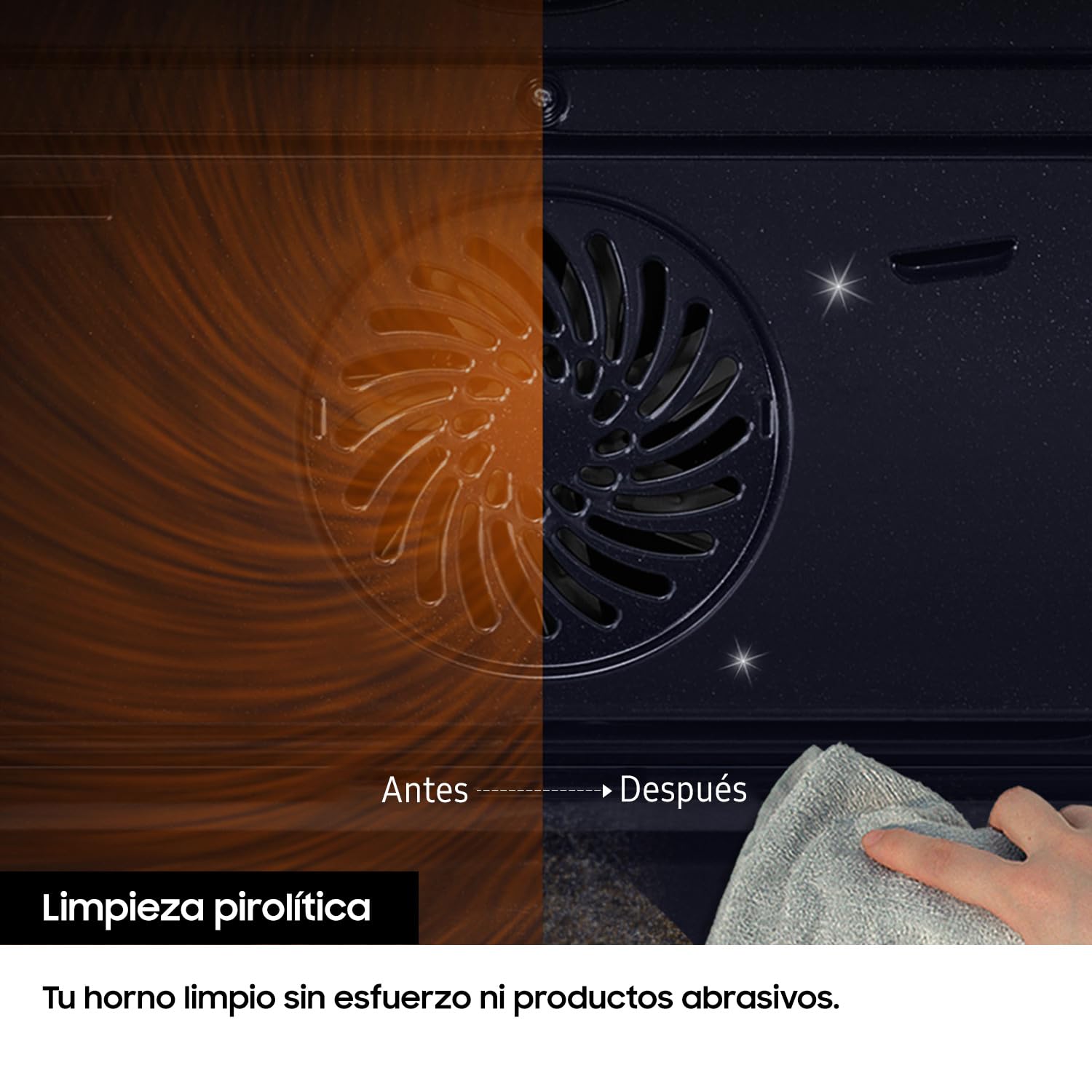 Samsung NV7B4450VAS/U1, Horno Pirolítico 76L, Multifunción, Dual Cook, Negro, Clasificación Energética A+ [Clase de eficiencia energética A+] | Dos cavidades independientes para cocinar dos platos a la vez, Función WiFi con SmartThings, Limpieza pirolític