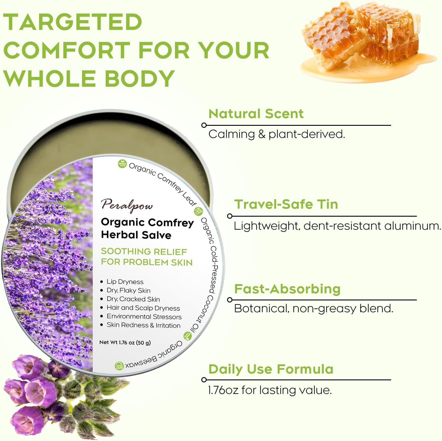 Organic Comfrey Herbal Salve - Soothing Care for Various Skin Concerns (1.76 oz) - Image 2