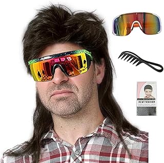 Mullet Wigs for Men Joe Dirt Emo Wig 80s Costumes Fancy Party Accessory Cosplay Wig Halloween Man x (Black)