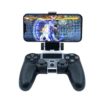 Mcbazel Phone Mount Clip for PS4 Controller, Smart Phone Holder Compatible with PS4 DualShock 4 Controller and iPhone, Android up to 6 Inch - Black