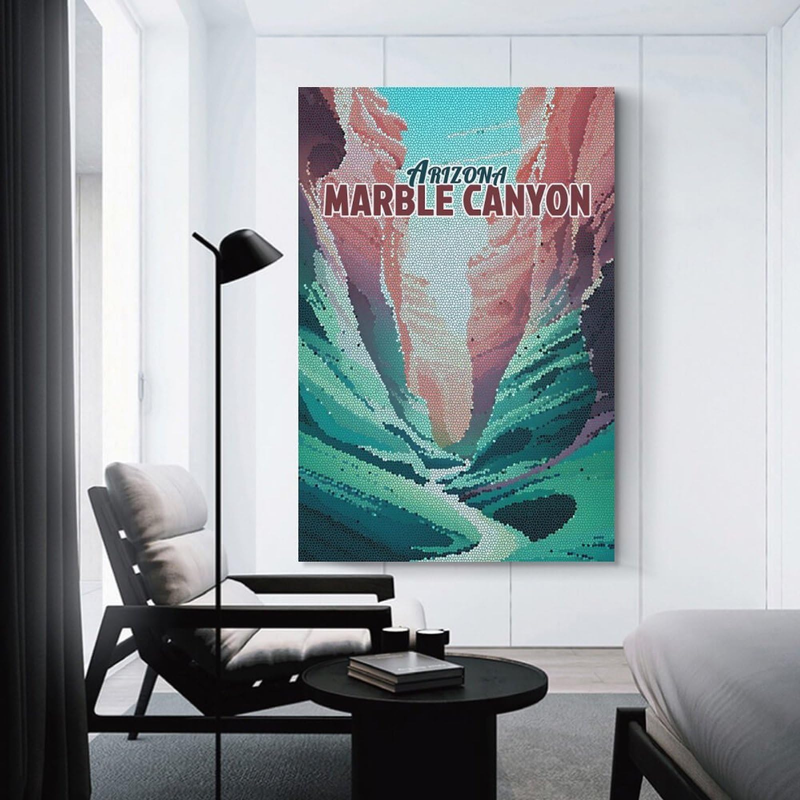 Junmoney Wall Decor Canvas Print Arizona Marble Canyon Mosaic Art, 20x30inch(50x75cm), for Bedroom Walls, Guest Spaces Or Lounges, Decorative Wall Art for Cosy Rooms
