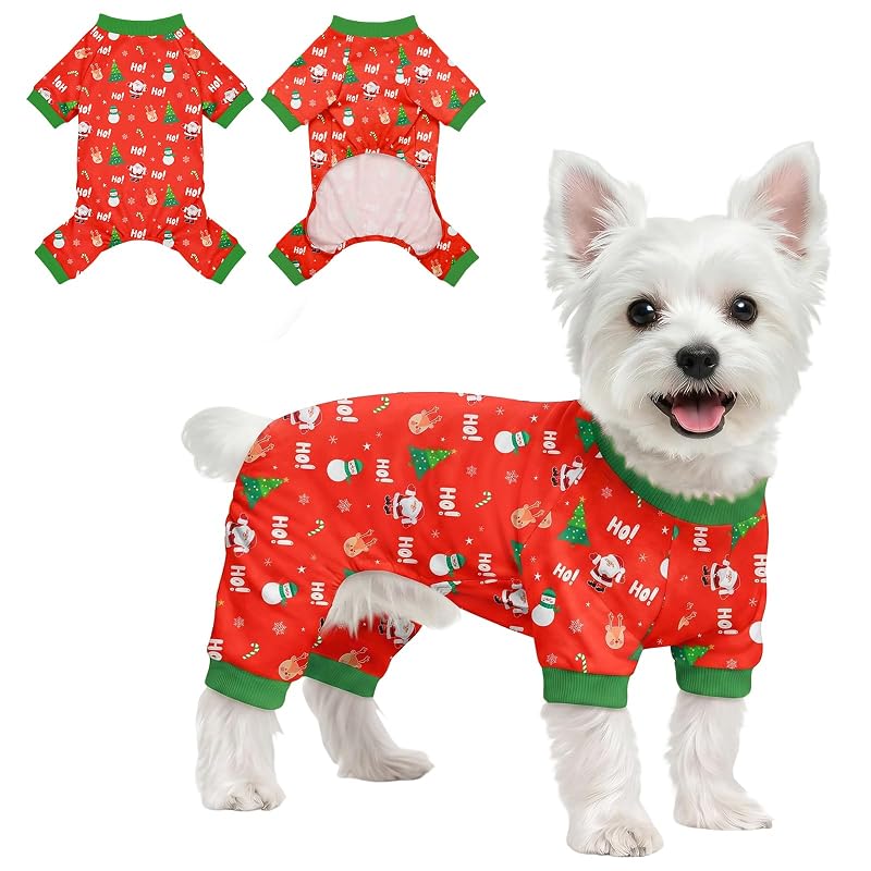 Pijama natalino para cães em poliéster e elastano Ruirichfun, X-Large, peito 53,01 cm