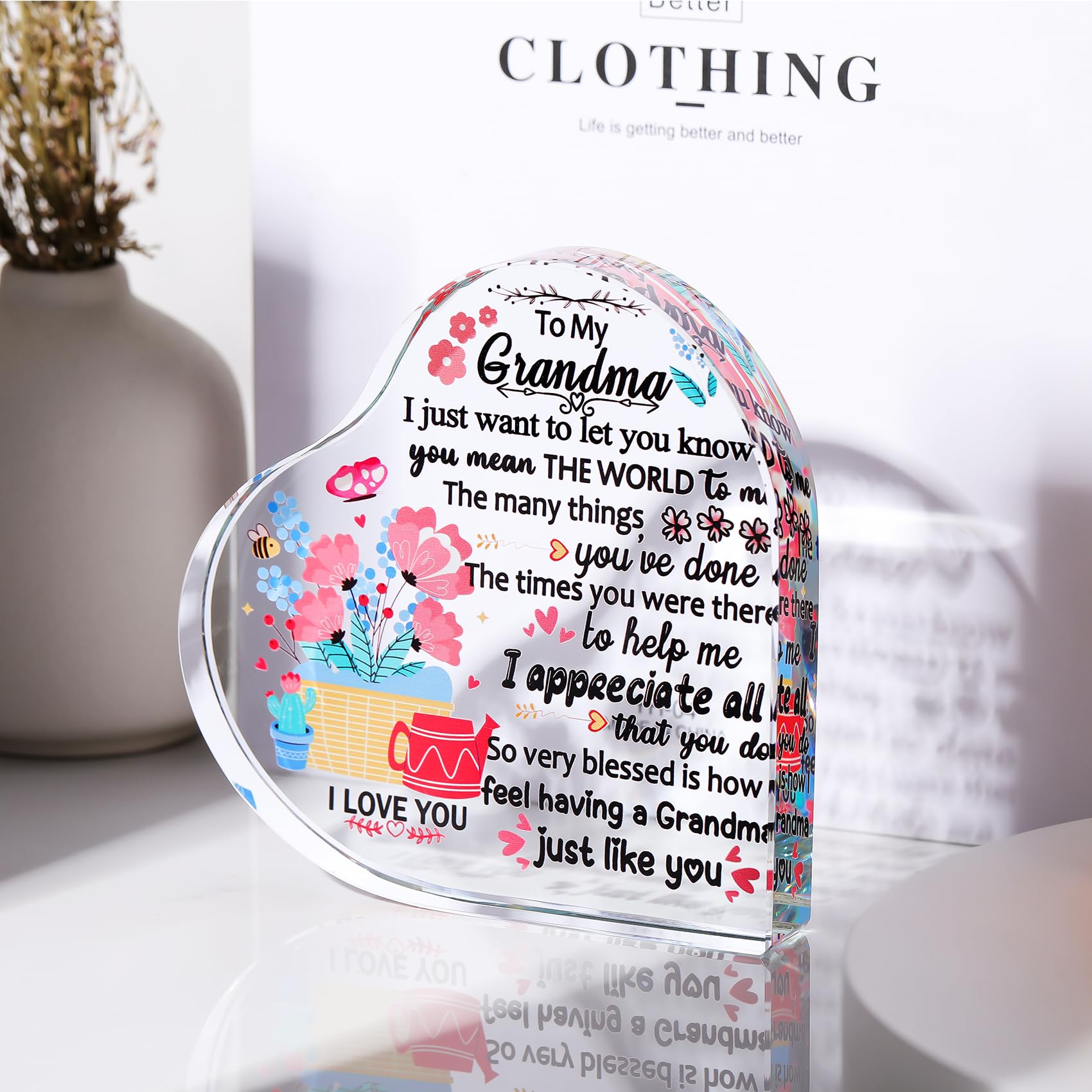 Babloo Targa in Plexiglass Scritta Nonna Personalizzabile con Foto Idea Regalo per i Nonni (12X40cm