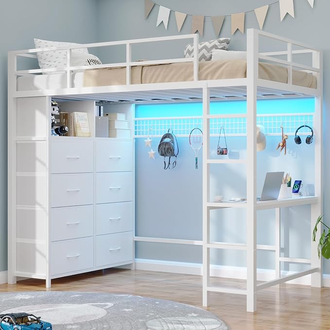 BTHFST Twin Loft Bed with Desk