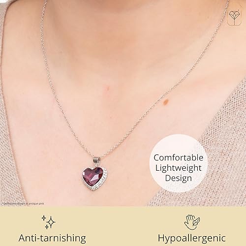 Miniatura 4 de MAX + STONE Collar con colgante de corazón de dos tonos con elementos de plata de ley, 18 pulgadas