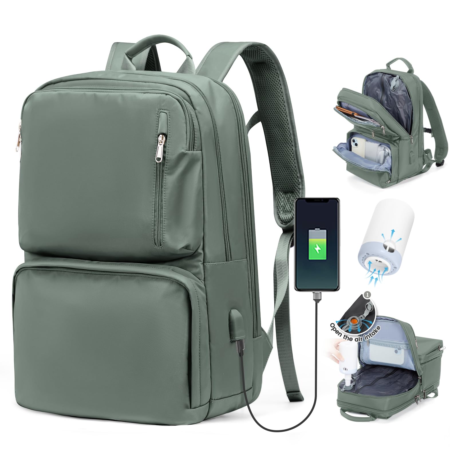 BJLFS Zaino da Viaggio con Sottovuoto Ryanair 40x30x20 Wizzair Bagaglio a mano 40x20x25 Ryanair con Pompa Borse da Cabina per Easyjet 45x36x20 con compressione sottovuoto,Zaino Casual per Laptop