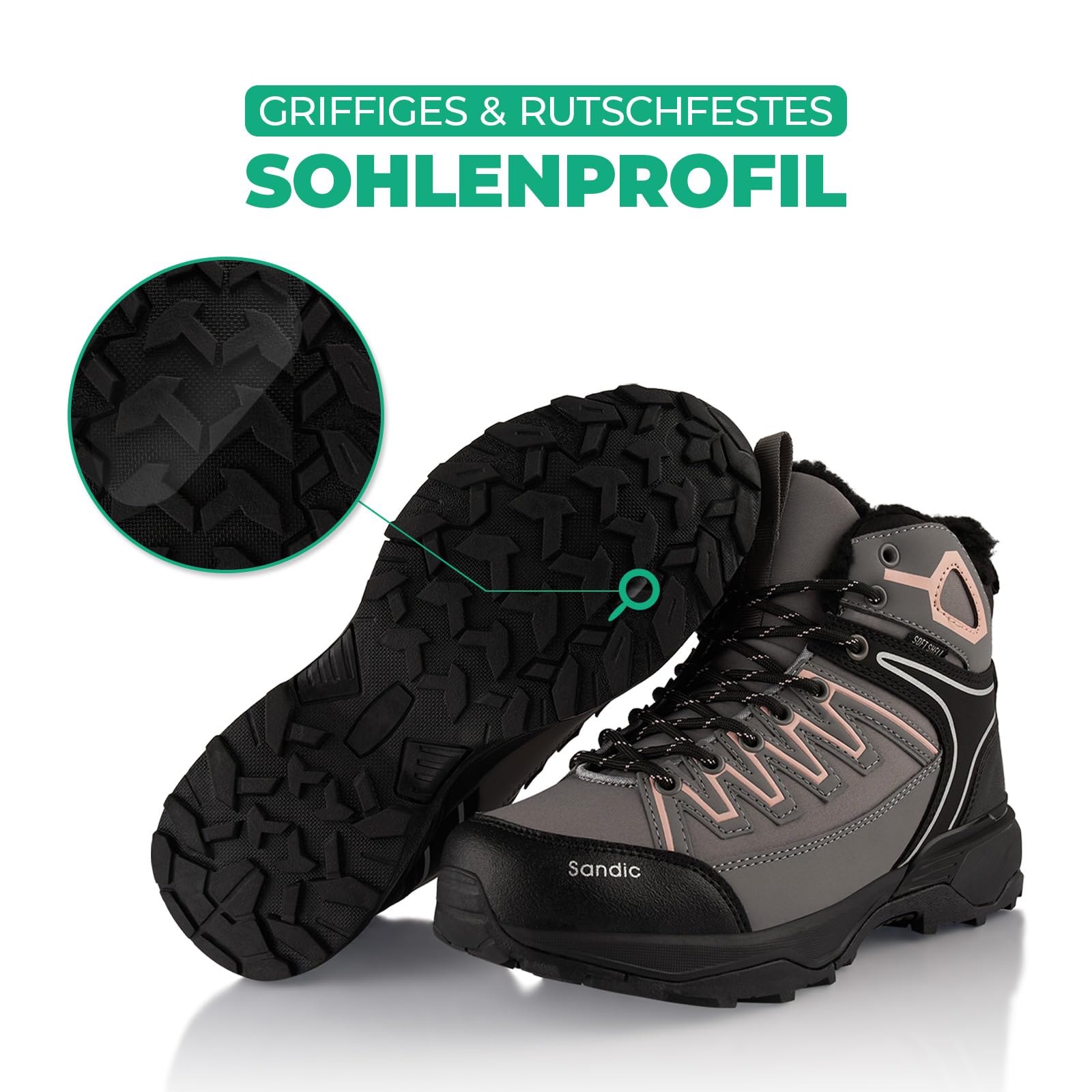 Fusskleidung® Damen Herren Winterstiefel Gefütterte Softshell Wanderschuhe