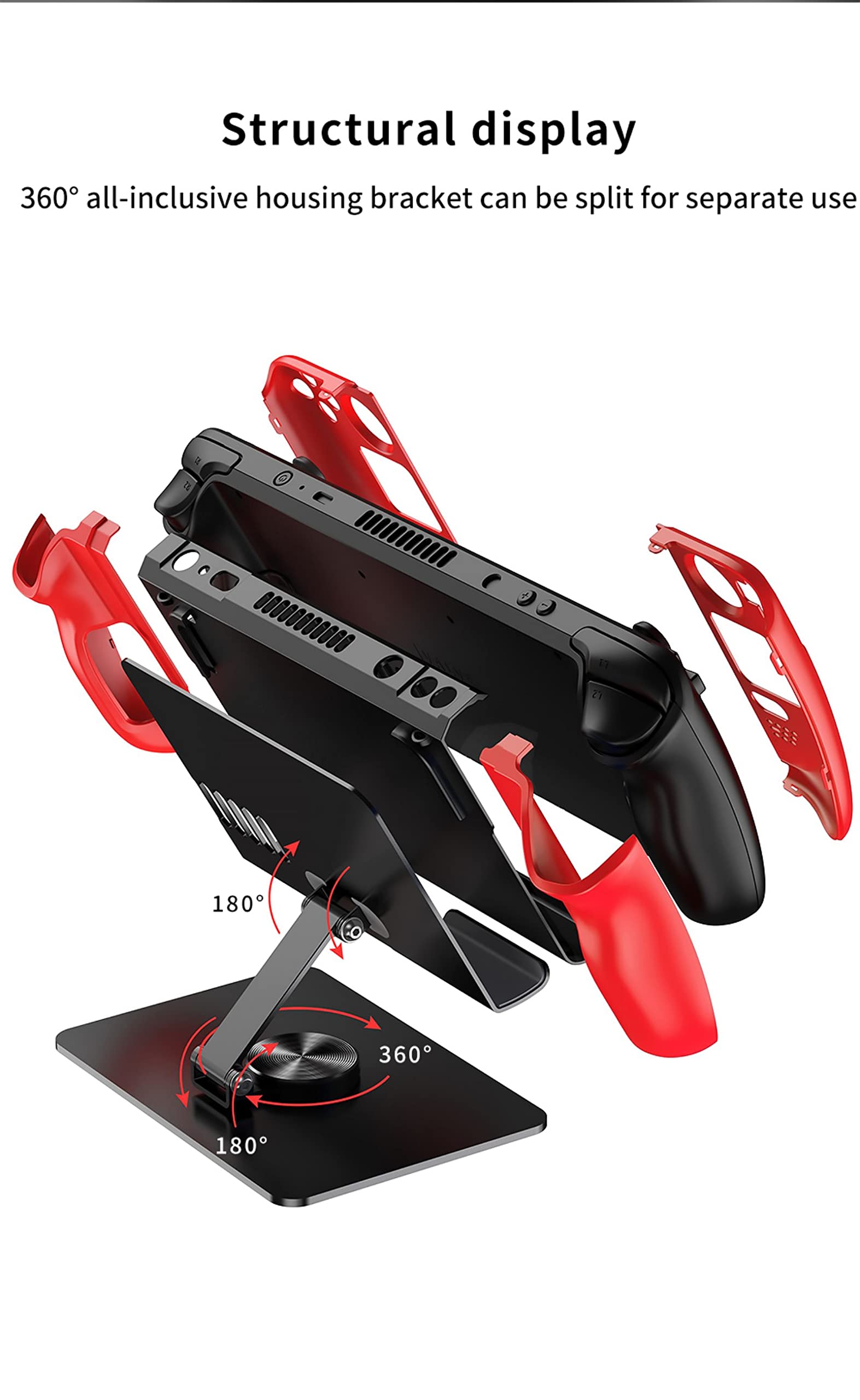 COQUE Funda de consola de juegos de mano para Steam Deck, funda de protección contra caídas, soporte plegable de metal, juego 2 en 1 para juegos móviles Steam Deck-Negro