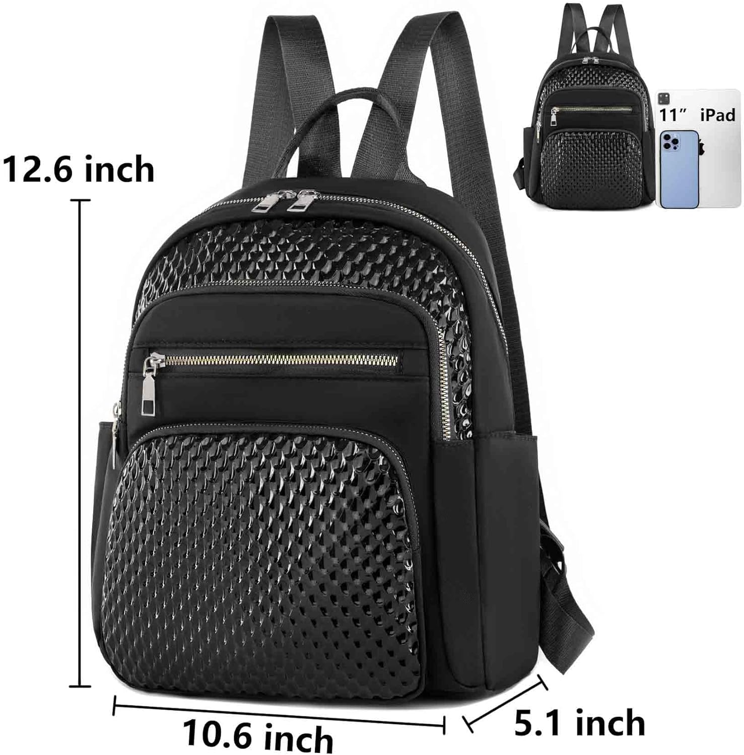 Women Backpack Purse Small Casual Daypack Water Resistant Anti-Theft Mini Backpack Lightweight Nylon (Grey)