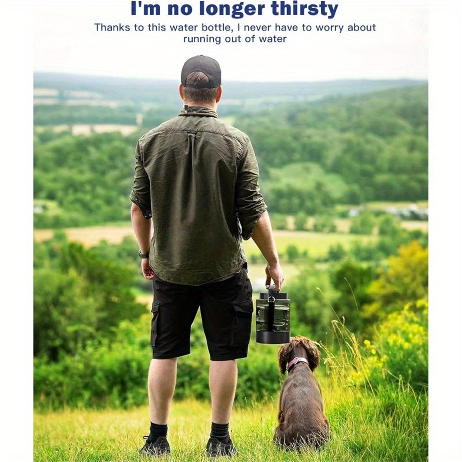 Borraccia Portatile per Cani 2200ml Alimentare Borraccia per Cani Senza BPA Per Escursionismo Viaggio Passeggiata(Black)