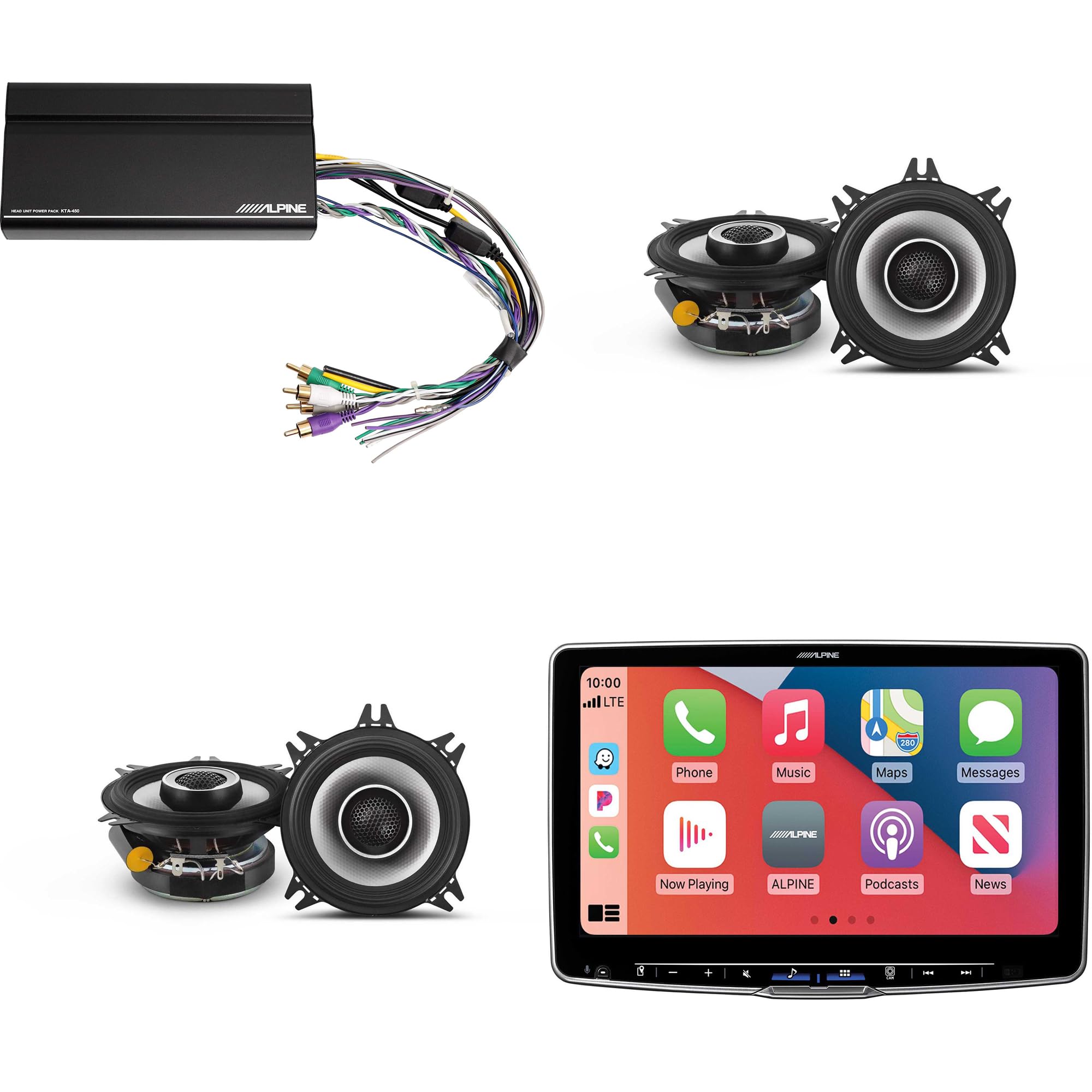 Alpine ILX-F511 Halo11 11" Multimedia Touchscreen Receiver & 2 Pairs Alpine S2-S40 Type S 4" Coax Speakers w/Power Pack