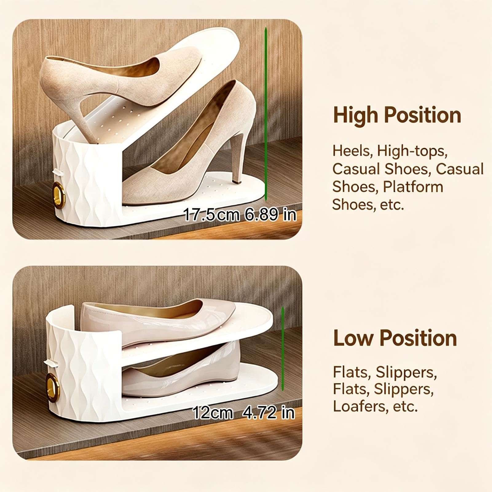 Organizer Pieghevole per Slot per Scarpe a Doppio Strato, impilatore per