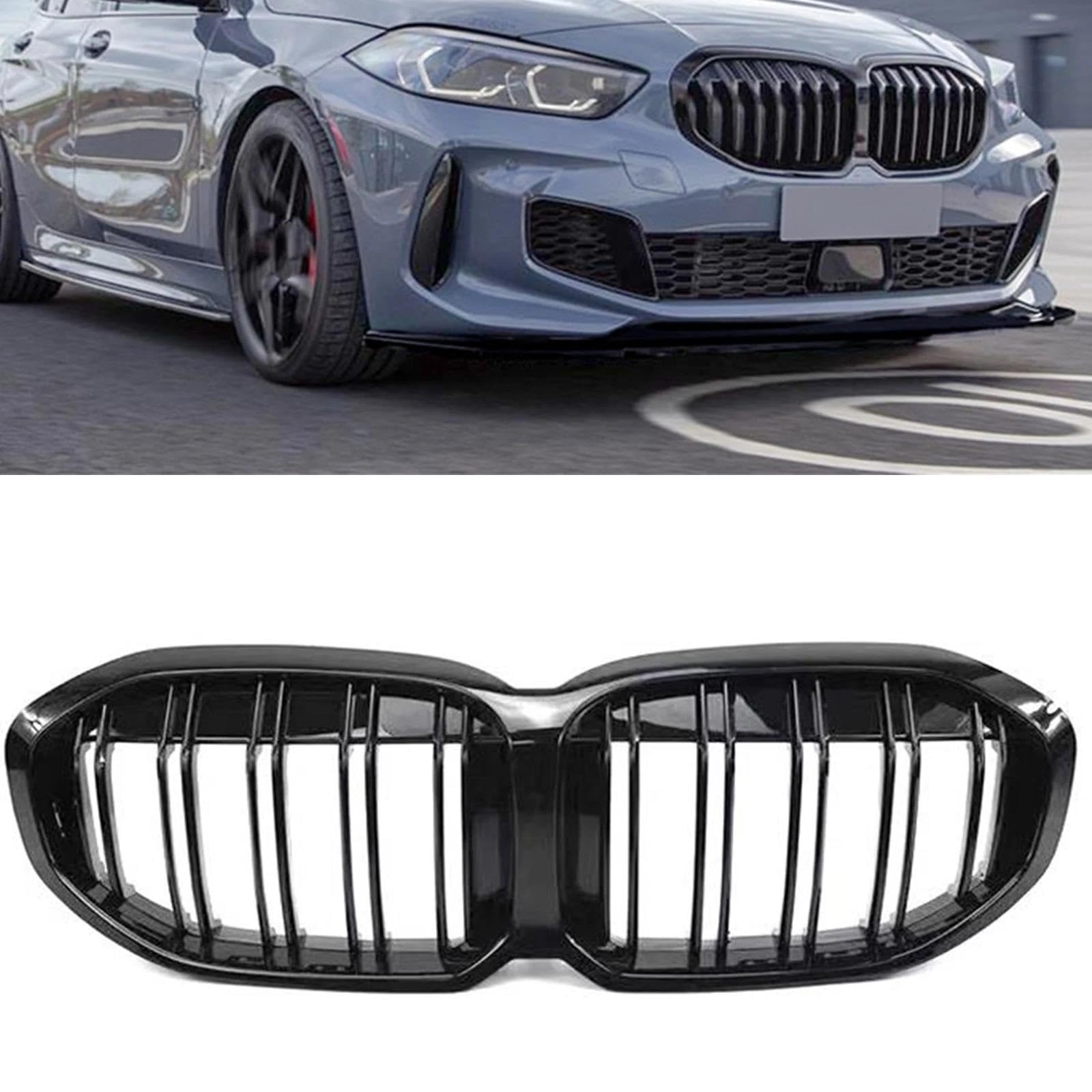 Calandra Anteriore per BMW Serie 1 F40 2019 2020 2021 2022 2023 Nero Anteriore Rene Griglia Griglia Auto Superiore Paraurti Cofano Maglia Griglia Kit Griglie Anteriori(Nero)