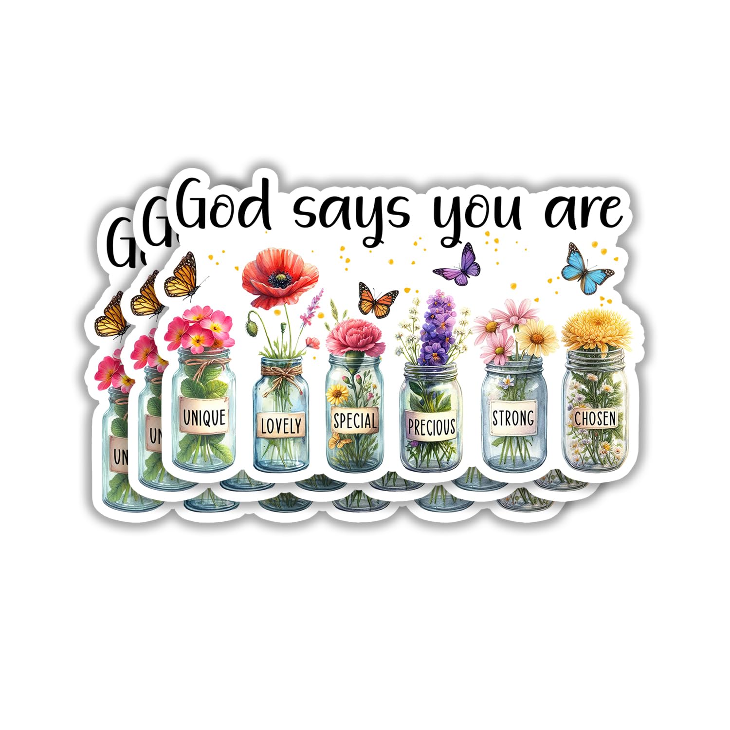 Photo 1 of (3pcs) God Says You are Unique Lovely Special Precious Strong Chosen Bible Verse Stickers for Water Bottles Laptops Phones Kindle Car Hard Hat Jesus Christian Inspirational Quote Decals -Size 3x2