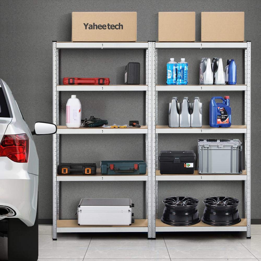 Yaheetech Set di 2 Scaffale Metallo con 5 Ripiani Regolabili 180x90x30 cm