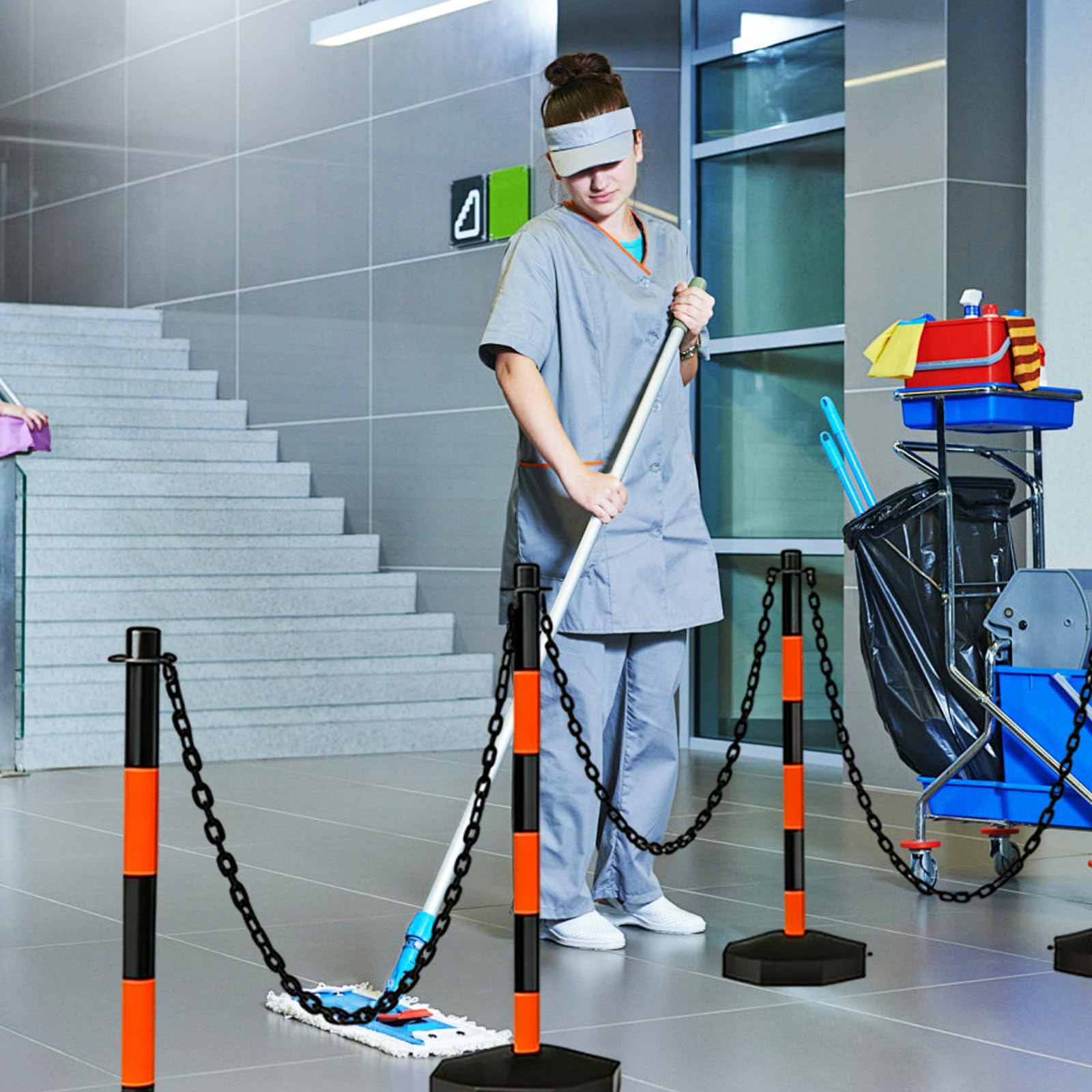 APACALI Chaîne de barrière en plastique, chaîne d'avertissement en plastique, chaîne en plastique pour bloquer les surfaces (noir, 25 m)