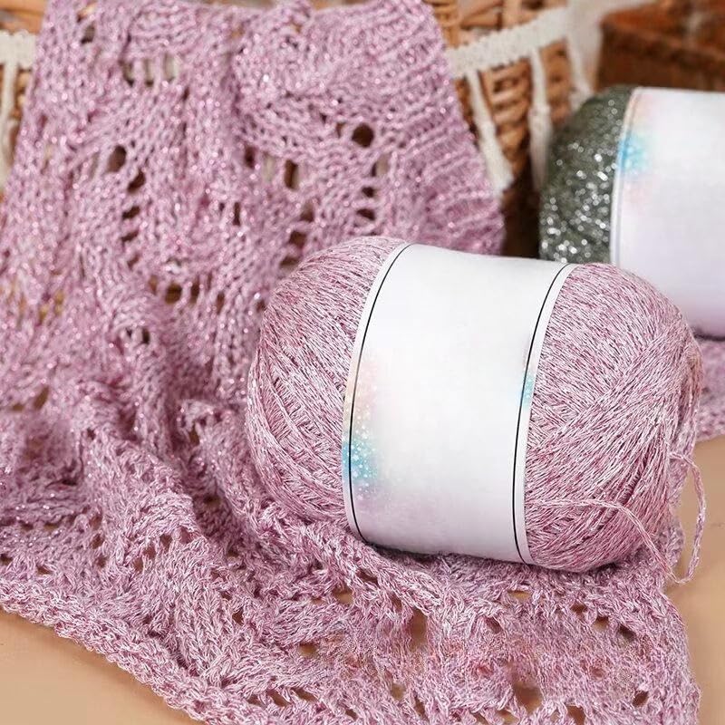 2/4/6/8 Pezzi 50 g Filato di Cotone Cavo Glitterato, Filato di Cotone colorato per lavori a Maglia a Mano, per Cardigan all'Uncinetto Fai da Te, Maglioni, Cappelli, Coperte, Sciarpe