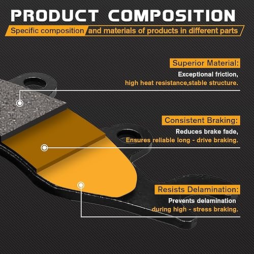 Miniatura 3 de LOCOPOW Pastillas de freno para Kawasaki Teryx 4 800 750 2008-2023 Brute Force 650 750 2005-2023 Bayou 300 400 1989-2005 Mule Pro 820 1000 2015-2023
