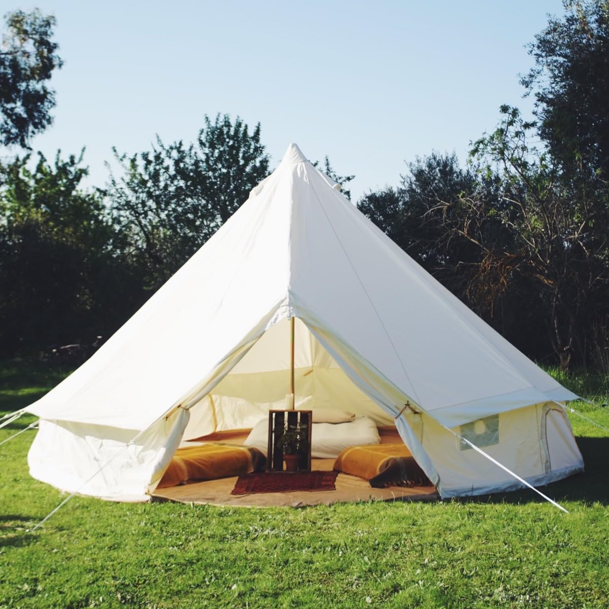 Tienda Impermeable al Aire Libre 4M 5M 6M Oxford Bell Tent Glamping Yurt Tiendas de Campaña para Acampar y Festivales.