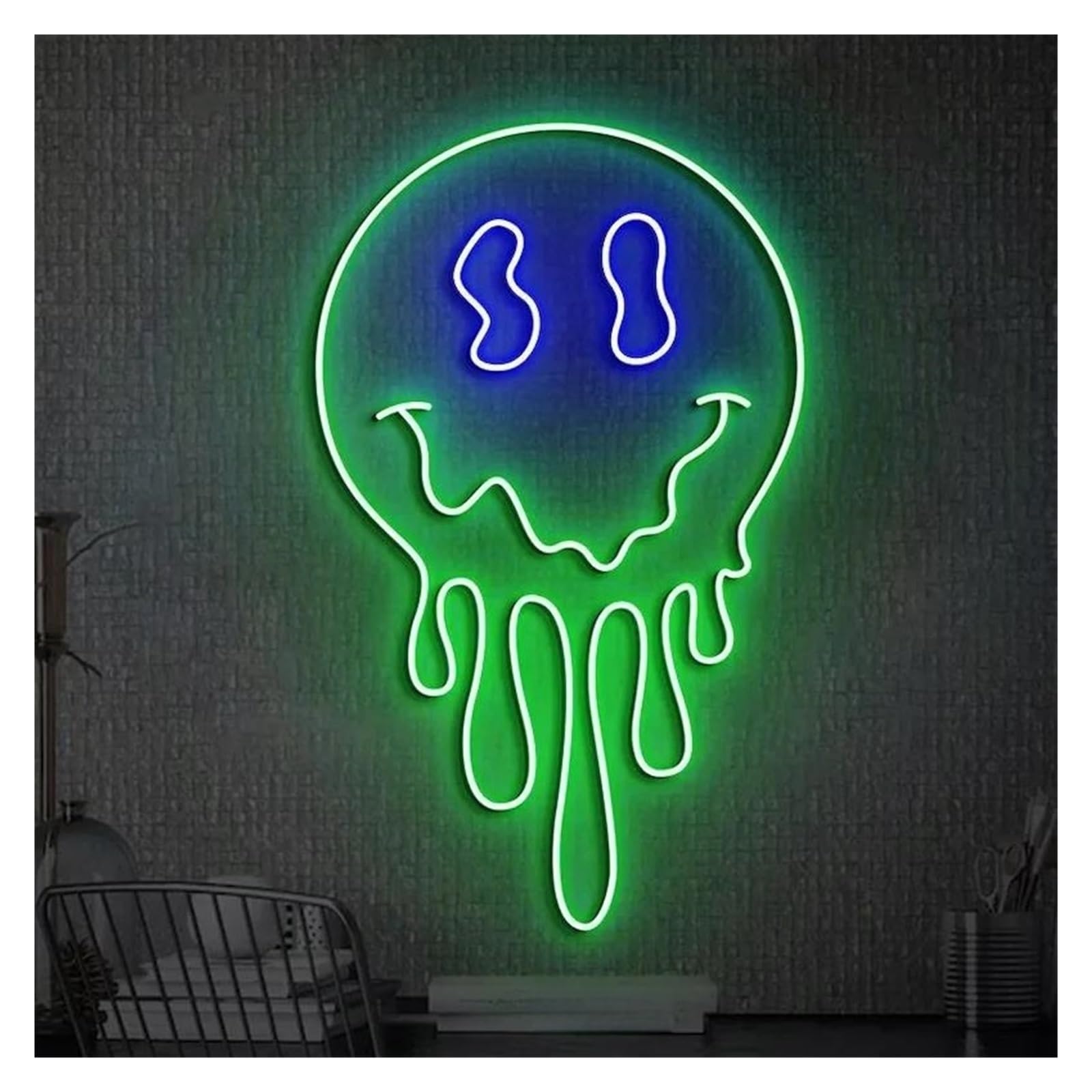 Lemst D Signs Lamp Smile Face Neon Sign For Kids Bedroom Game Room Bar Birthday Wall Art Ecor Night Light Immable Usb Powere 40Cmx22cm(D)