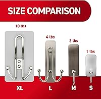 Vista 7 de Command X-Large Satin Nickel Triple Hook, 1 Hook, 3 Strips, Damage-Free Hanging with Adhesive Strips, No Tools Wall Hook for Hanging Decorations in