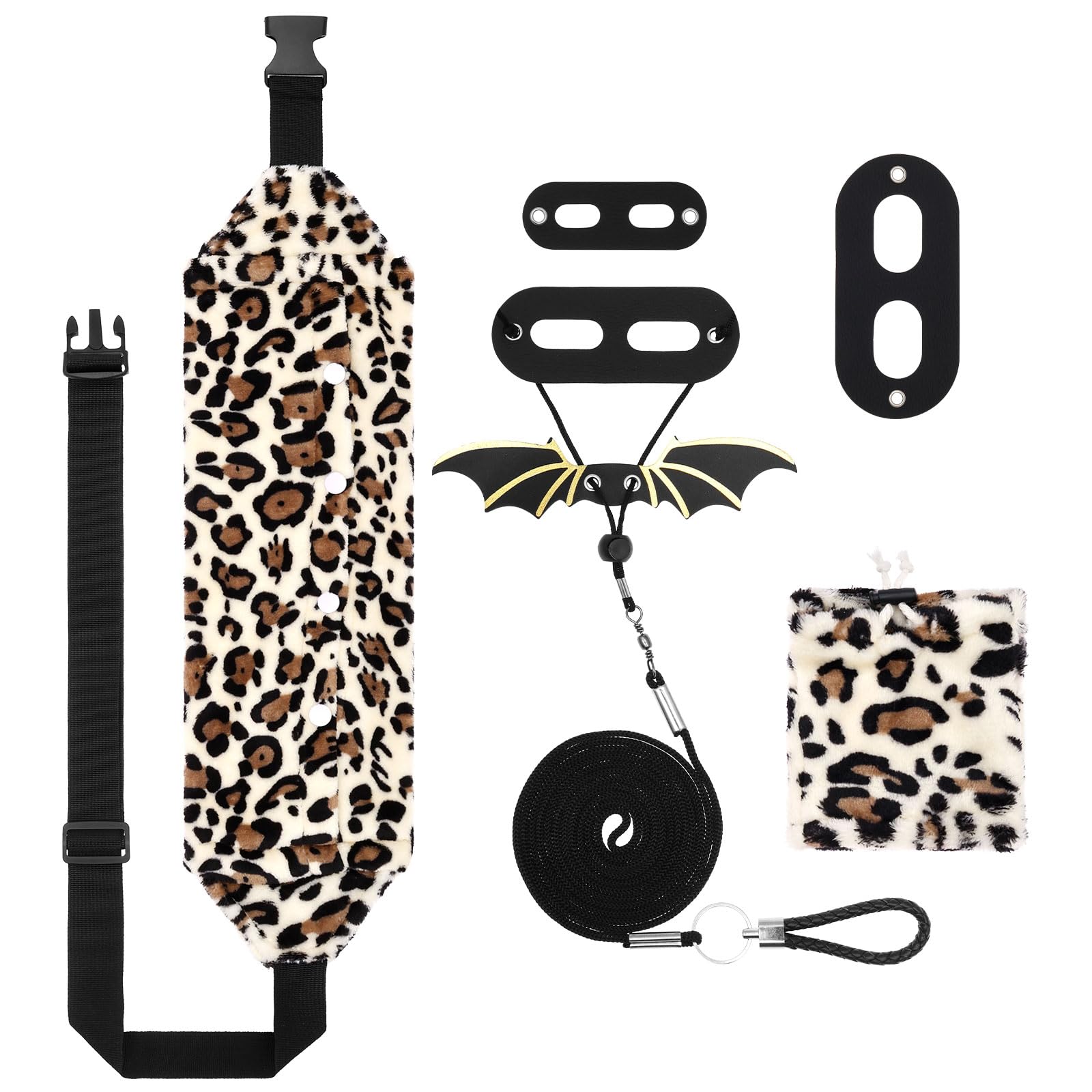 3-Piece Set Bearded Dragon Harness and Leash, 3 Size Pack Adjustable Bearded Dragon Lizard Harness, with Bat Wings, Soft, Comfortable, Carrier Backpack, for Reptile Small Pet