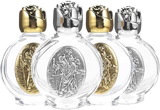 4Pcs Holy Water Bottle Glass Holy Water Container, Christian Catholic Jesus Container Empty Oil Containers for Baptism Party Wedding Church