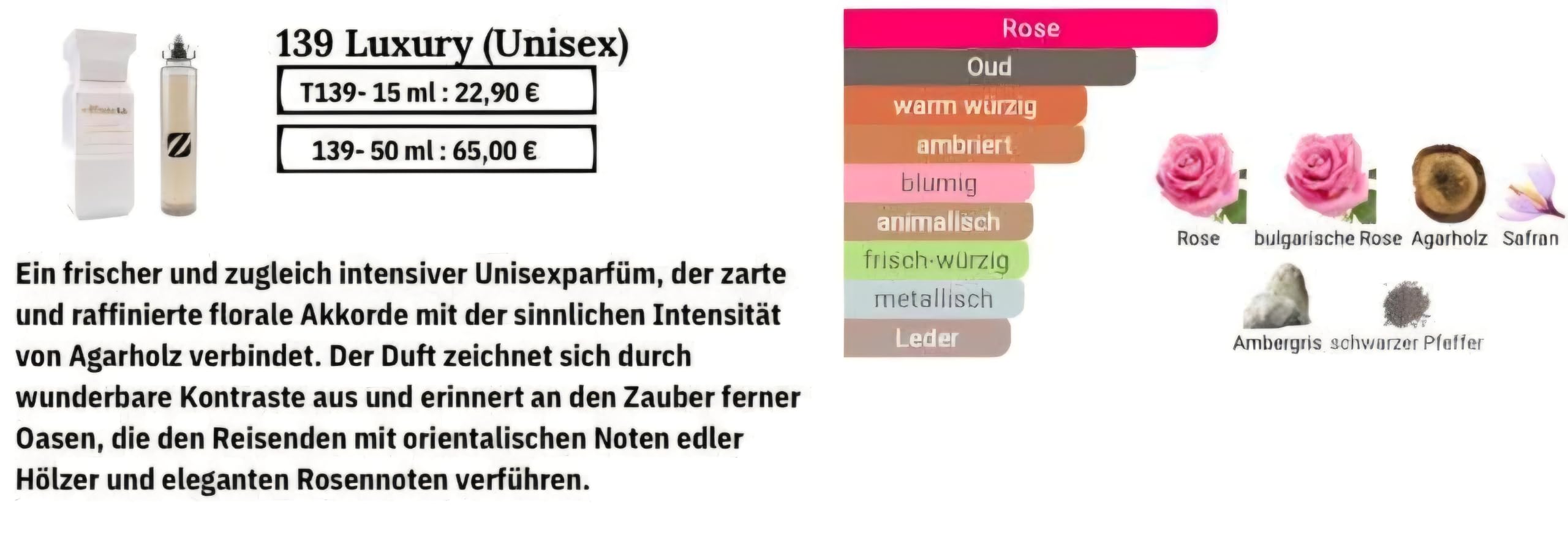 Olfazeta Nr. 139 Luxury Extrait de Parfum – Unisex für Damen & Herren – 50 ml – Langanhaltender Luxusduft mit Bergamotte, Orangenblüte, Tuberose, Jasmin & Vanille – Elegant & Frisch