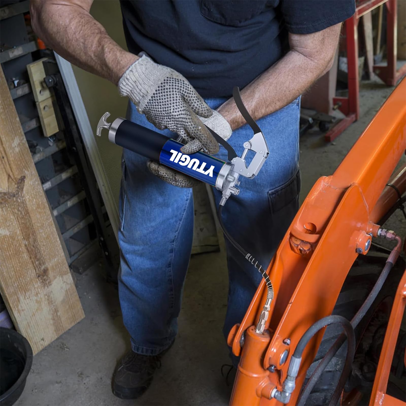 Ingrassatore Manuale Kit, Pistola per Grasso Professionale da 8000 PSI, con Tubi Flessibili, a Molla e Metallo per Cartuccia Grasso 400cc