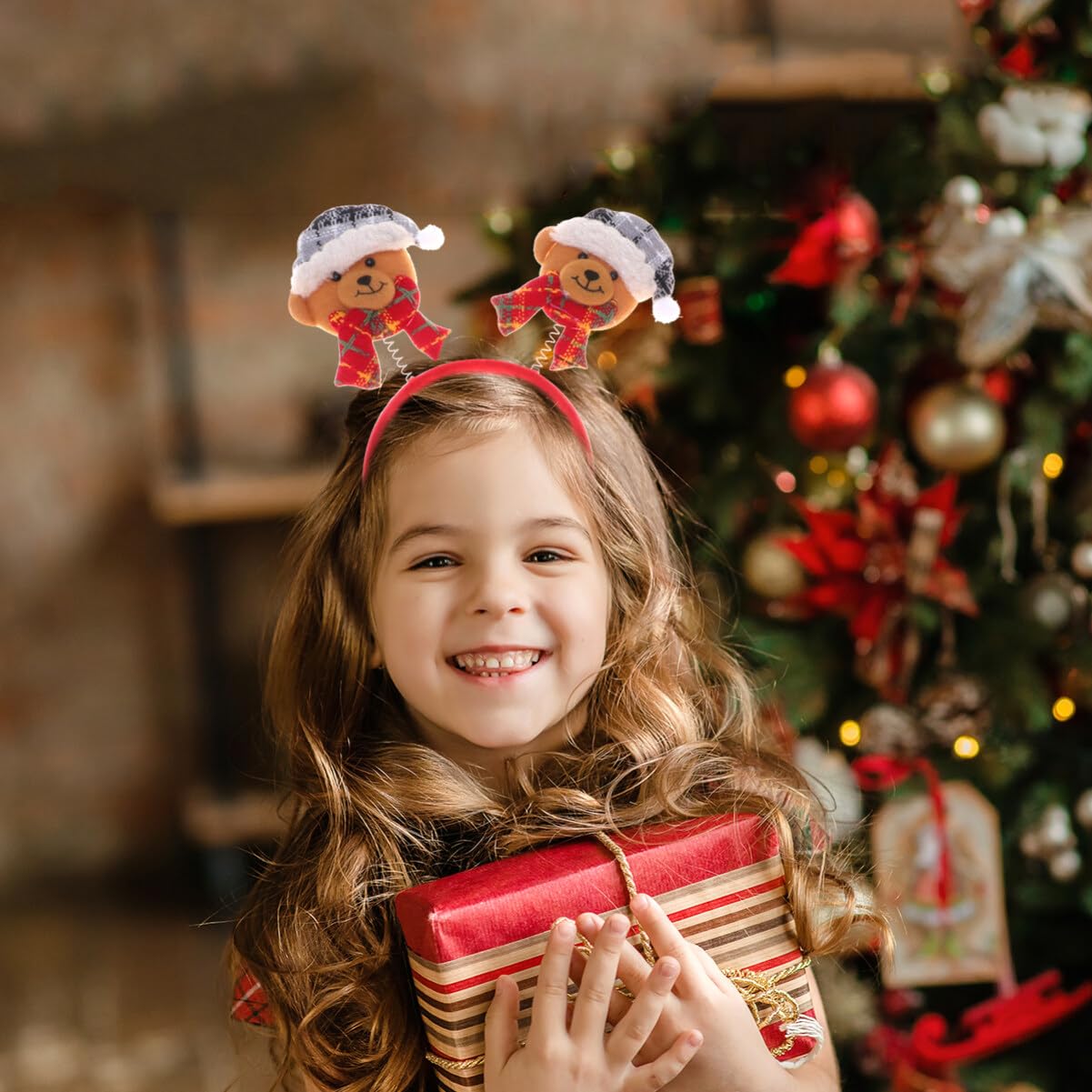 Lurrose 4pcs Christmas Headbands,Santa Antler Bear Snowman Hairbands Xmas Head Bopper Cartoon Spring Headwear for Children Girls - Image 4