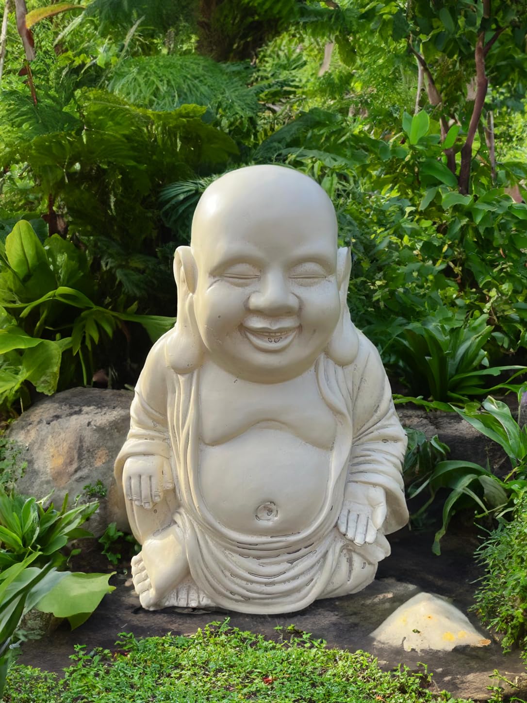 I LOVE FANCY DRESS 12" Fat Buddha Statue – Decorative Polyfoam Ornaments in Gift Box – Zen Home Décor Figurines for Indoors or Garden Display
