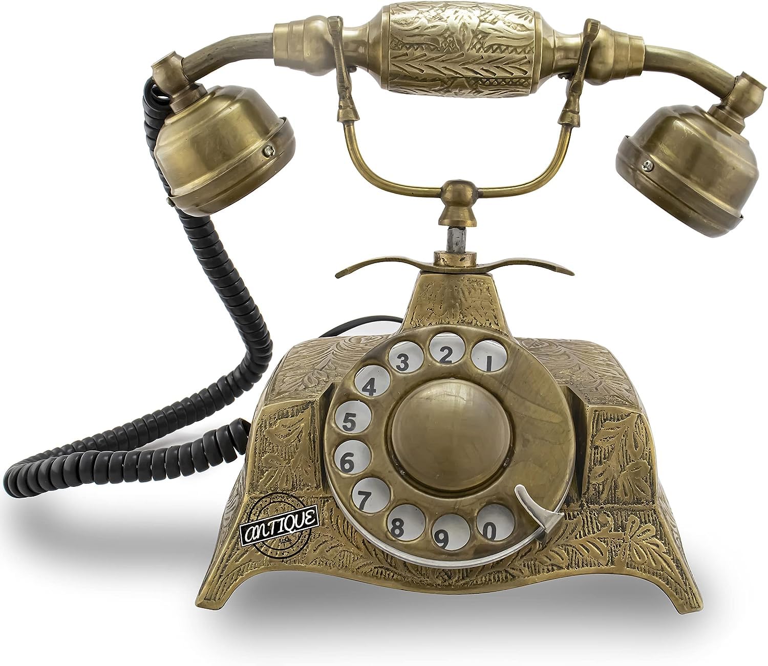 Vintage Look Telephones Rotary Dial Maharaja Brass Wired Phones Vintage Décor Table Mount Antique Look Telephone-image-34