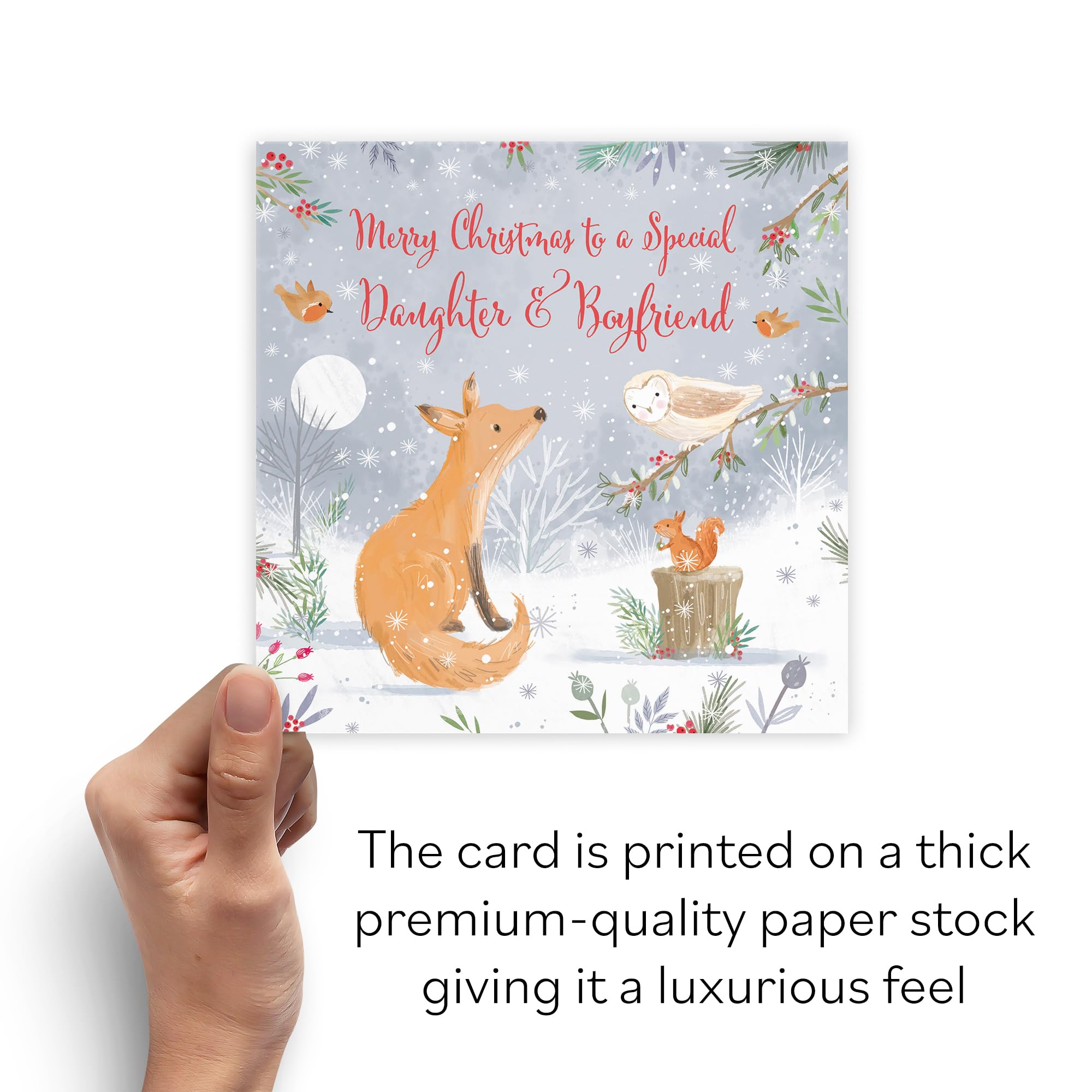 Hunts England, Daughter And Boyfriend Cute Fox Christmas Card, Nature's Treasures - Image 3