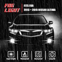 Vista 3 de Lámparas antiniebla de conducción de repuesto para Nissan Altima 2013 2014 2015 con bombillas halógenas H11 12V 55W y bisel negro cromado e