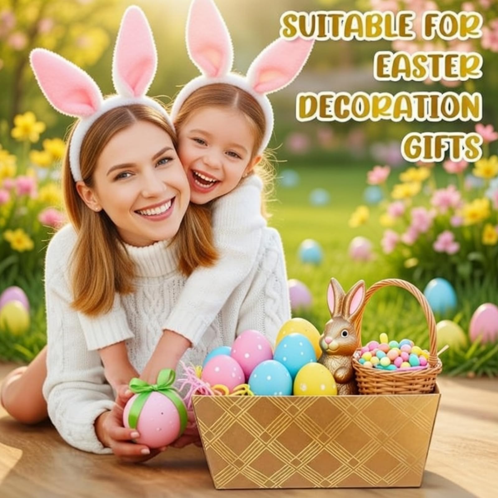 Pinkunn Hochzeitskorb für Geschenke, leere Geschenkkörbe mit Griffen, Markttabletts mit Griffen, 4 Designs für Pakete, Verpackungen, Partys, 48 Stück