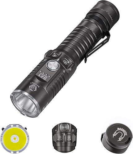 RovyVon Linterna S21 de 3000 lúmenes súper brillante, interruptor mecánico recargable USB-C, linterna de bolsillo con distancia de haz de 1,312.3