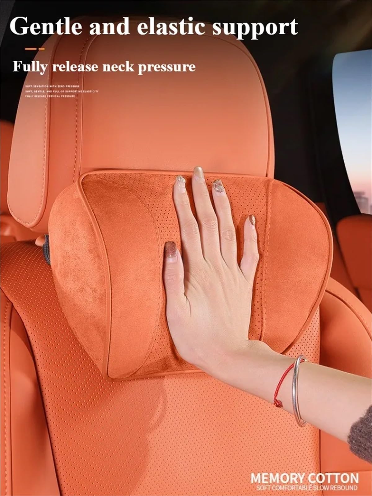 POQUWJDA Car Seat Neck Coussin de Taille pour Appui-tête Voiture en Cuir suédé, Soutien Lombaire pour, Accessoires siège Sleeping Headrest(Wine Red -2pcs)