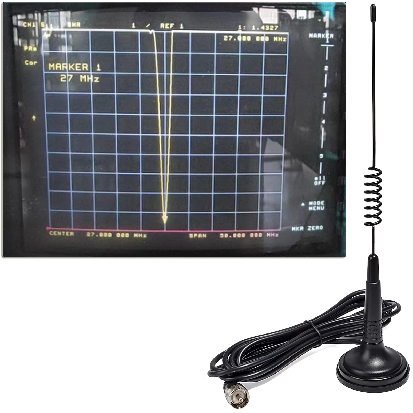 HYS Antenne Magnétique Poste Radio CB 27 MHz avec connecteur PL259 | Compatible avec Midland Albrecht TTi Anytone Poste radio (PL259)