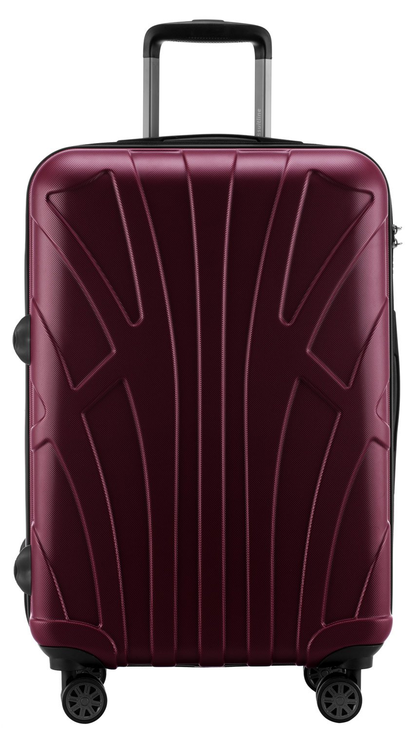 Suitline Zestaw walizek 3 sztuki ABS twarde kabinowa 55 cm średnia 66 cm duża 76 cm rozszerzane z zamkiem TSA 4 podwójne koła uchwyt teleskopowy, bordowy
