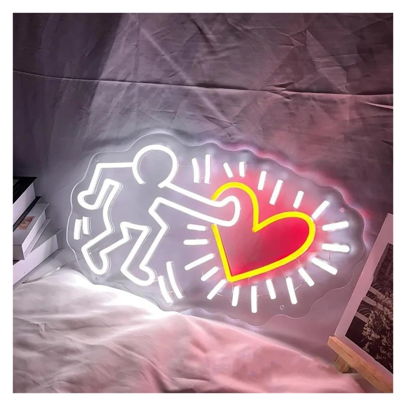 LEMST Signs Lamp Sending Love Art Neon Sign, Neon Bedroom Home Room Wall Decor for Room Decoration 40x23cm(White)