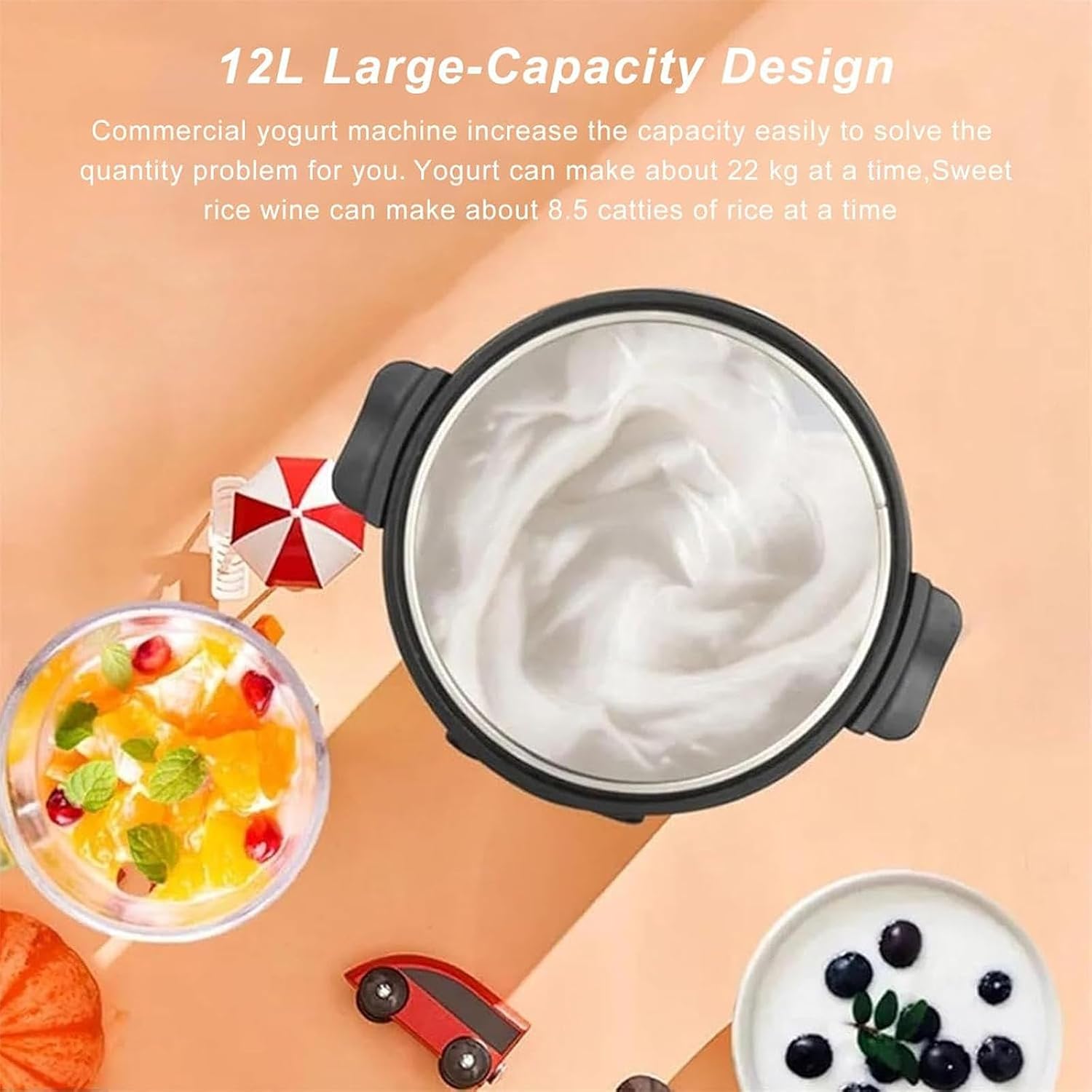 Electric Fermenter Machine, 12L Yogurt Maker Home DIY Yoghourt Container, Automatic Constant Temperature Natto Maker for Commercial Home Bar Use