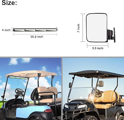 Miniatura 3 de 10L0L Espejo lateral plegable para carrito de golf y espejo retrovisor de 4 paneles, ajuste universal EZGO Club Car Yamaha, combo de espejos