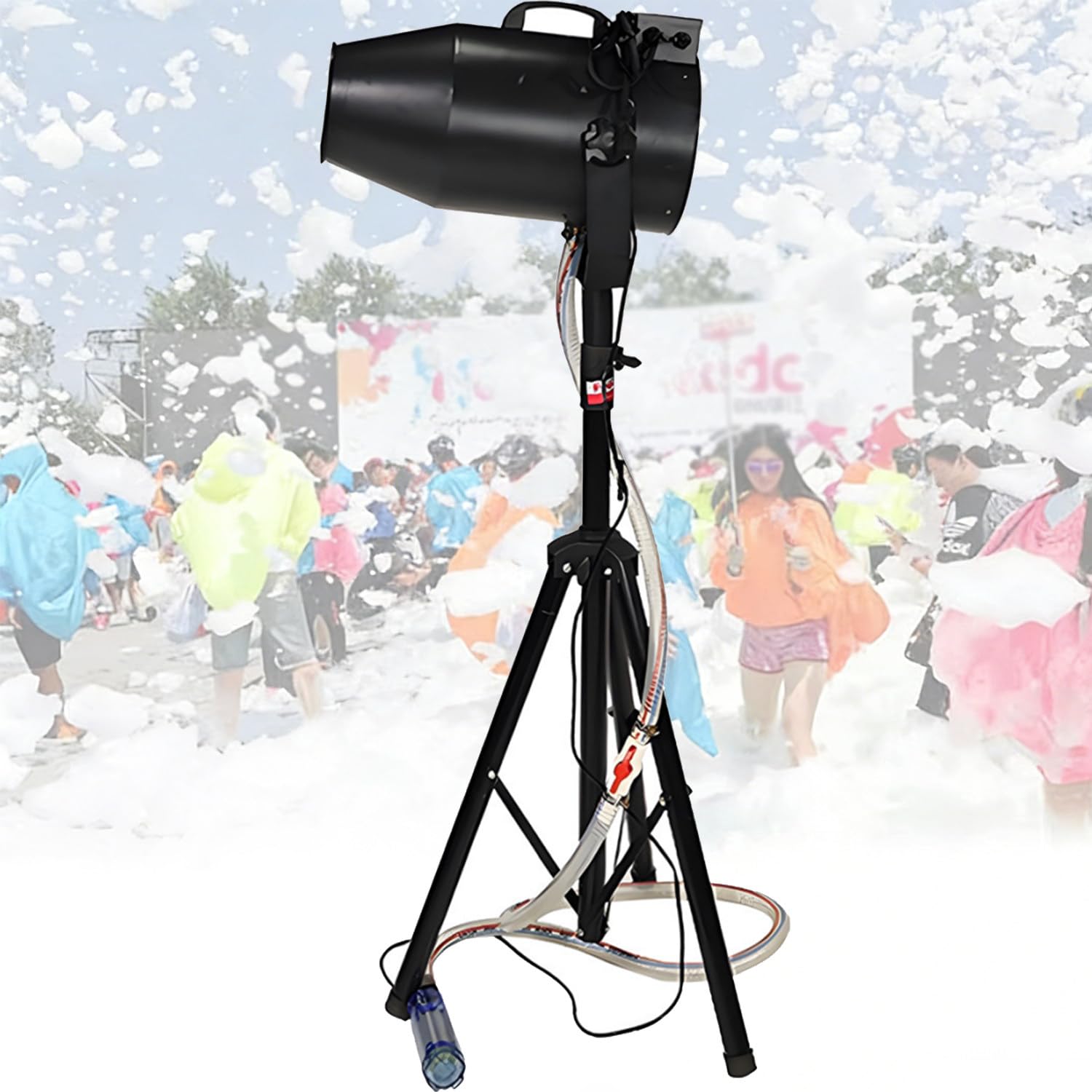 Qiang Cañón de Espuma 1000W, Máquina de Efecto de Espuma con Trípode, 20㎡/min Producción, Distancia 6-10m, para Eventos Al Aire Libre y Piscinas Plugintype
