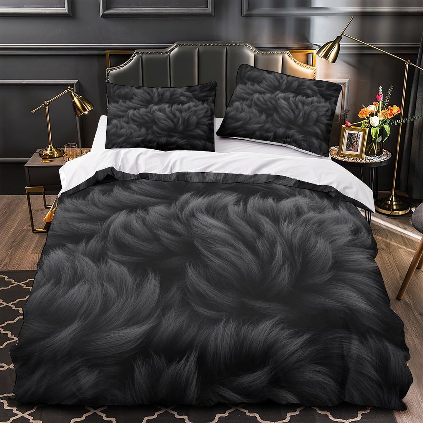 MMDASBVPE Soft Fluffy Texture Duvet Cover 3D Design Printed Anti-allergic 3 Pieces Bedding Set Zipper Comforter Cover Hotel Quality Breathable for Adults Kids Women Teens Youth Single（135x200cm）
