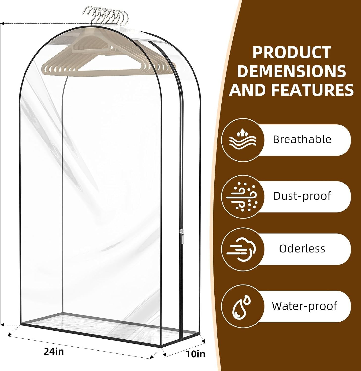 Upgraded Thickened Clear Garment Bags for Hanging Clothes 4 Packs (40 & 50 inch), 10“ Gusseted Clothes Hanging Storage Bags for Closet, Shirts, Coats, Dresses - Image 4