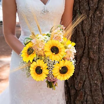 12Pcs Artificial Sunflowers Flowers with Long Stems 24.4 for Outdoors