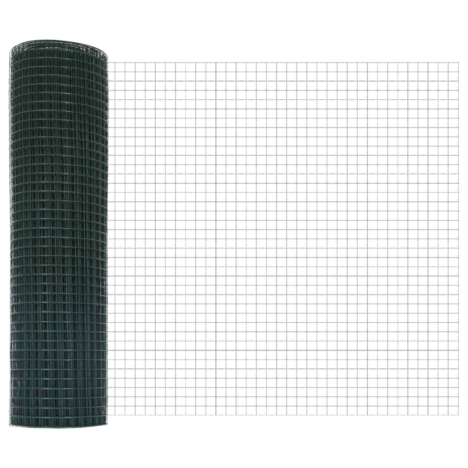 Green Welded Wire Fence 0.6 x 10 m Outdoor Garden Security Barrier Durable Steel Mesh for Terrace Patio Yard Protection Easy Assembly 100x60 cm