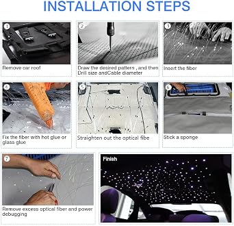 FIREWORK Starlight Headliner Kit, 16W Twinkle RGBW Sound Sensor Fibre Optic Lights Star Ceiling Light for Home & Car Ceiling Headliner Decoration with Music+APP+Remote Control 160pcs*0.03in*6.5ft/2m